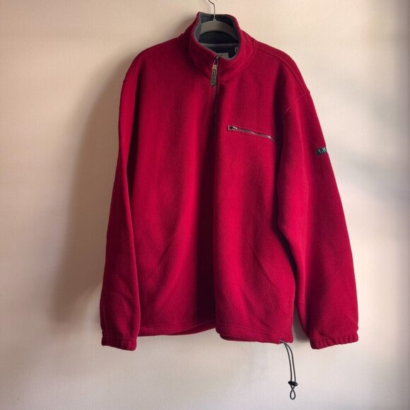 IZOD PerformX Pullover Sweater Mens Large Red 1/4 Zip Fleece NWT - Picture 1 of 10